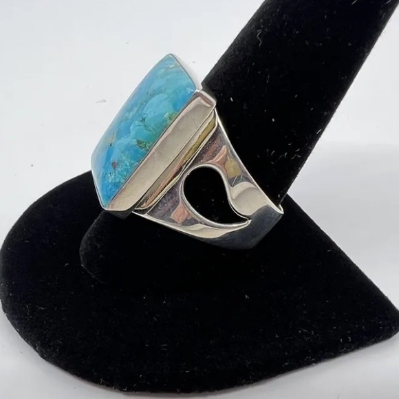 JAY KING DTR Sterling Silver Turquoise Rectangle Cabochon Ring Size 11 NWT - Picture 2 of 7